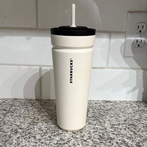 Starbucks Cream Tumbler with Black Lid